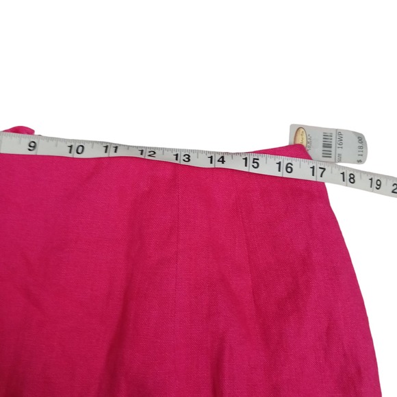Talbots Skirt Womens 16W Petite Linen Midi Slit Lined Barbie Pink New Vintage - Picture 6 of 7